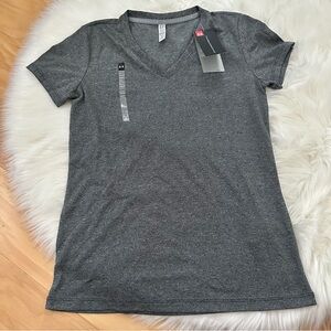 NWT Under Armour Short Sleeve V-Neck Heathered Grey T-Shirt Size XS